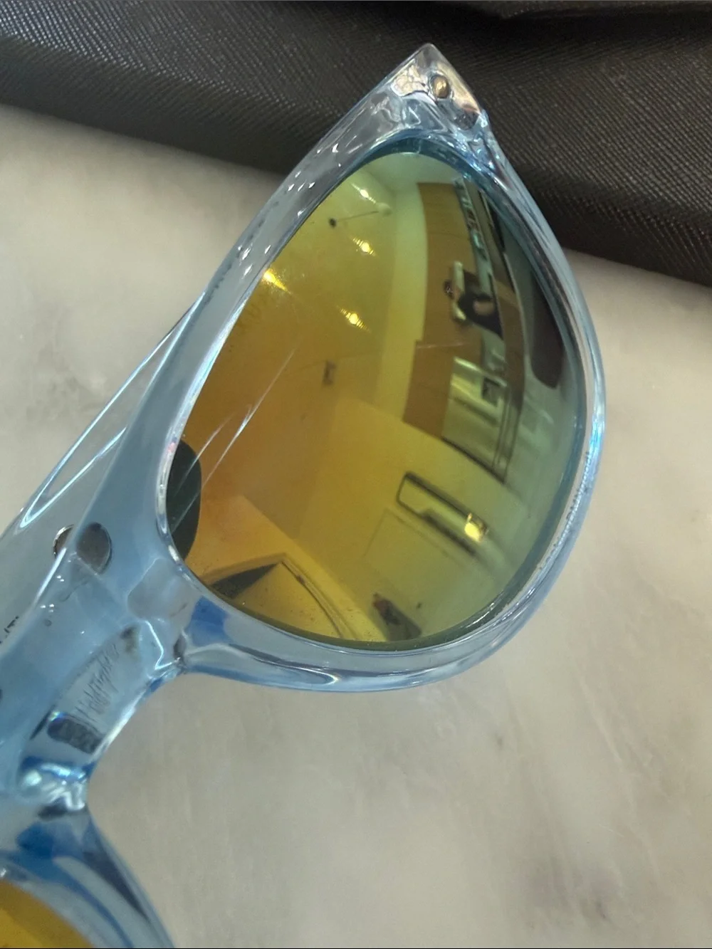 Light Blue Frame Sunglasses with Yellow Mirrored Lenses